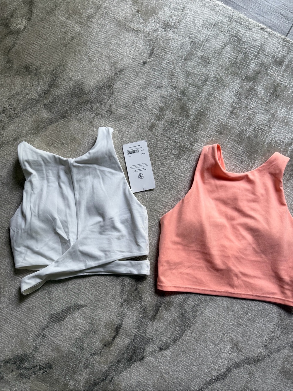 Athleta Crop Tank Tops in White and Coral Pink